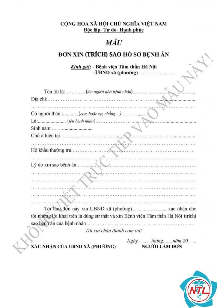 mẫu đơn xin sao bệnh án