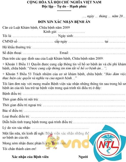 mẫu giấy xác nhận bệnh án